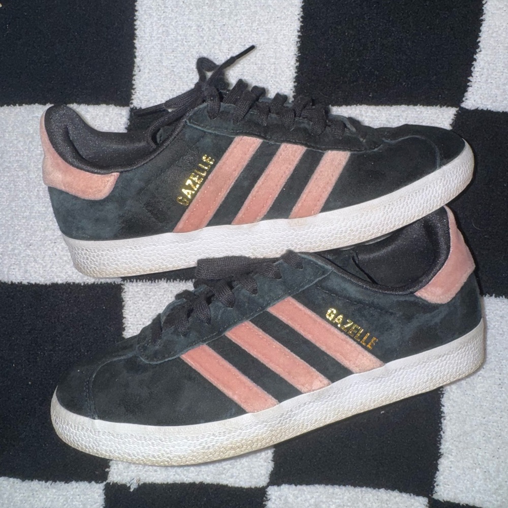 Adidas Gazelle Black and Pink Trainers